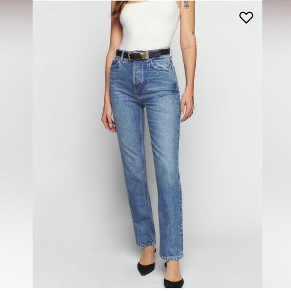 Reformation Lisa Ultra High Rise Straight Jeans Malta Wash organic cotton summer - Picture 1 of 12